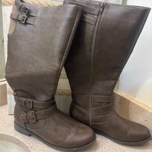 Brown Leather Knee-High Boots